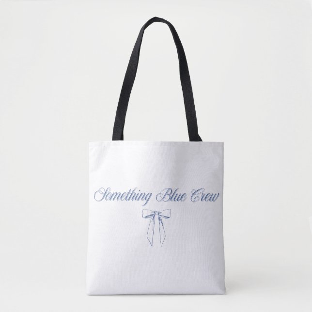 Something Blue Crew Design | Blue Bow Bridal Party Tote Bag (Front)