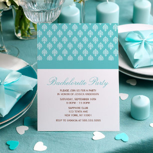 Something Blue Damask Pattern Bachelorette Party Invitation