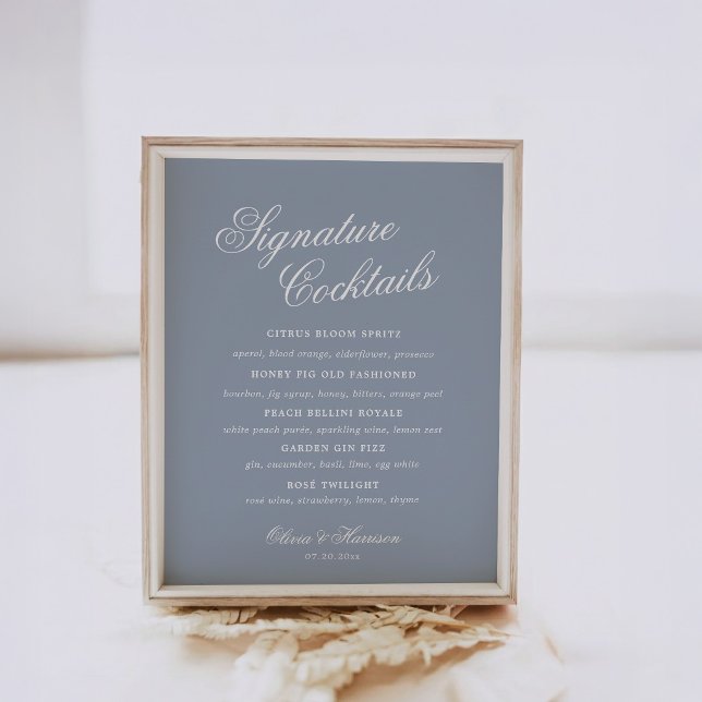 Something Blue Dusty Blue Elegant Drink Sign (Creator Uploaded)