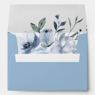Something Blue Dusty Blue Flowers Bridal Shower Envelope