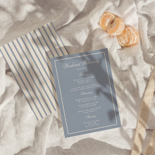 Something Blue Dusty Blue Wedding Itinerary Card
