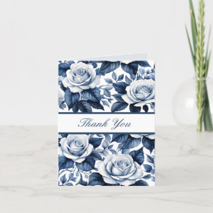 Something Blue Elegant Blue Roses Bridal Shower Thank You Card