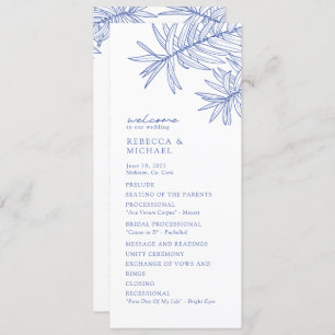 Something Blue Elegant Botanical Wedding Programme