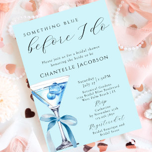 Something Blue Elegant Bow Martini Bridal Shower Invitation