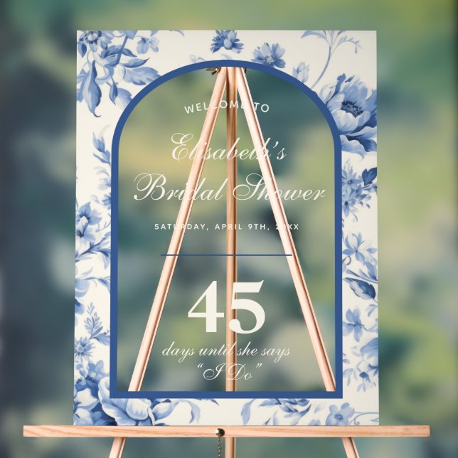 Something Blue Elegant Chinoiserie Bridal Shower Acrylic Sign (Neutral)