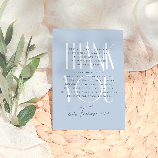 Something Blue | Elegant Floral Bridal Shower Thank You Card (Creator Uploaded)