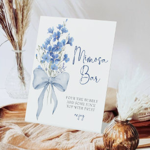Something Blue Elegant Mimosa Bar Bridal Shower Pedestal Sign