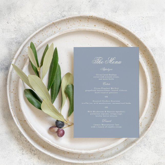 Something Blue Elegant Wedding Menu Card (Creator Uploaded)