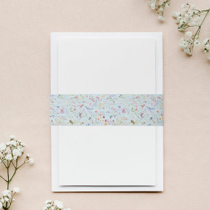 Something Blue Elegant Wildflower Wedding Invitation Belly Band