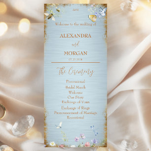 Something Blue Elegant Wildflower Wedding Program Programme