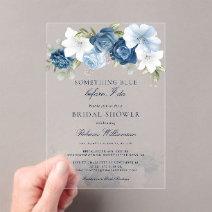 Something Blue Floral Before I Do Bridal Shower Acrylic Invitations