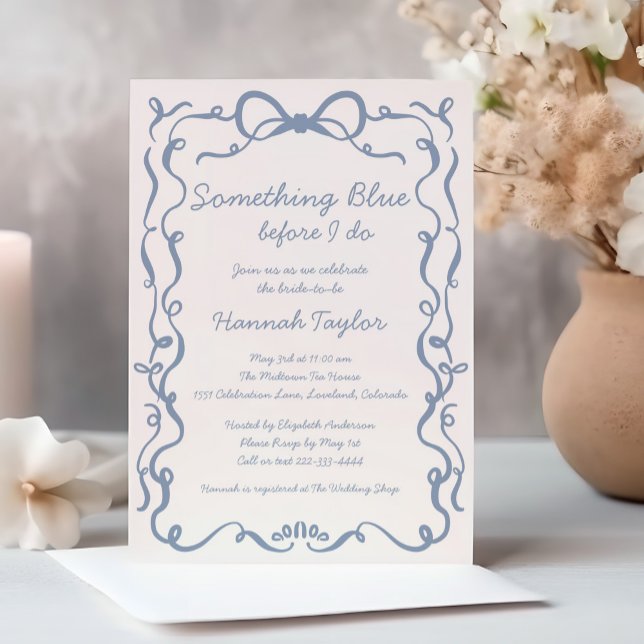 Something Blue Floral Before I Do Bridal Shower Invitation (Creator Uploaded)