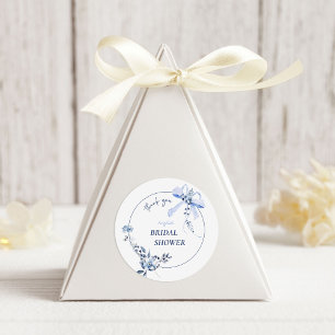 Something Blue Floral Bow Arch Bridal Shower Classic Round Sticker