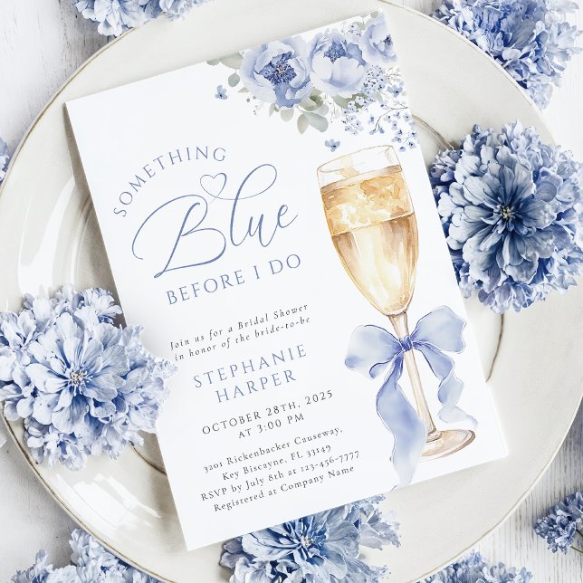 Something Blue Floral Bridal Shower Invitation (Creator Uploaded)