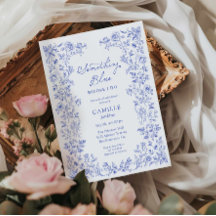 Something Blue Floral Bridal Shower Invitation
