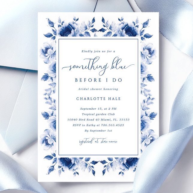 Something Blue Floral Bridal Shower Invitation (Creator Uploaded)
