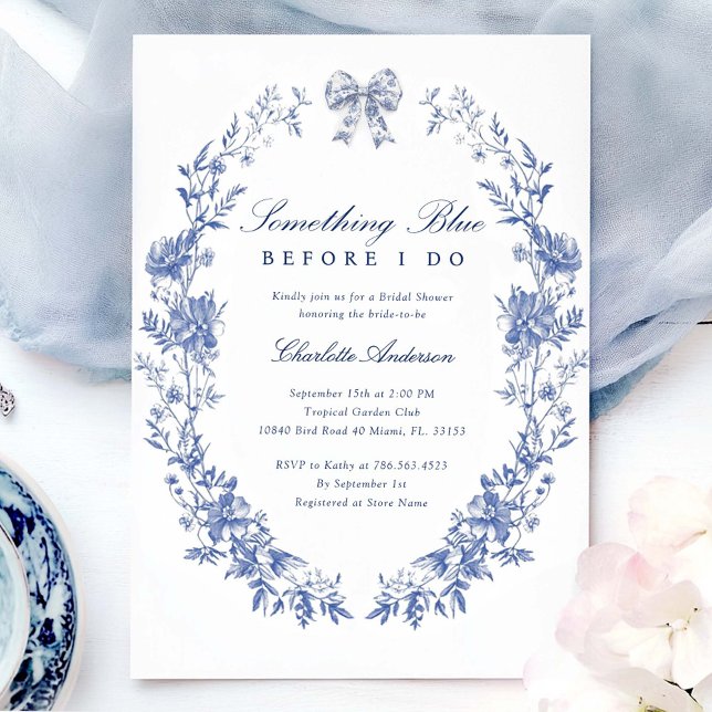 Something Blue Floral Bridal Shower Invitation (Creator Uploaded)