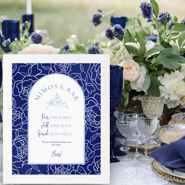 Something Blue Floral Bridal Shower Mimosa Bar Poster (Creator Uploaded)