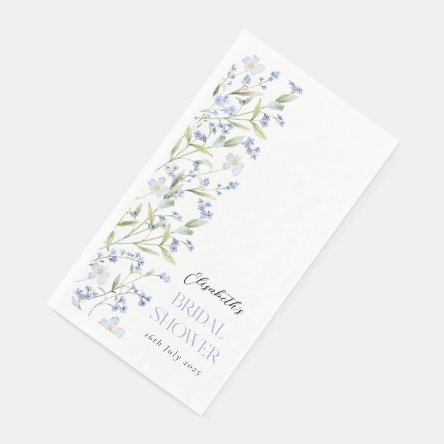 Something Blue Floral Bridal Shower Napkin (Corner)