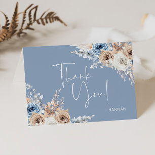 Something Blue Floral Bridal Shower Personalised Thank You Card