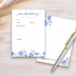 Something Blue Floral Bridal Shower Recipe Enclosure Card