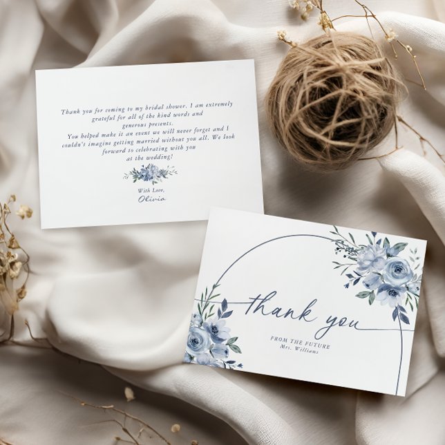 Something Blue Floral Bridal Shower Thank You Card (Creator Uploaded)
