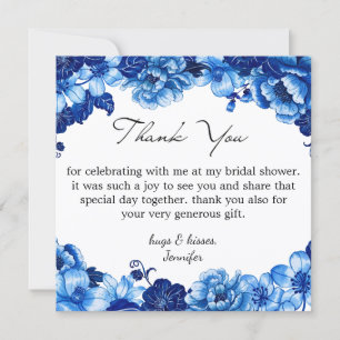 something blue,floral bridal shower thank you  card