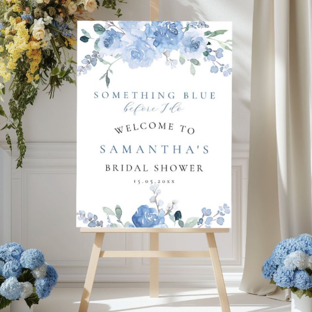 Something Blue Floral Bridal Shower Welcome Sign (Creator Uploaded)