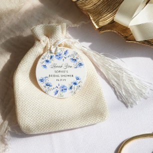 Something Blue Floral Calligraphy Bridal Shower Favour Tags