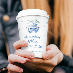 Something Blue Floral Chinoiserie Bridal Shower Paper Cups