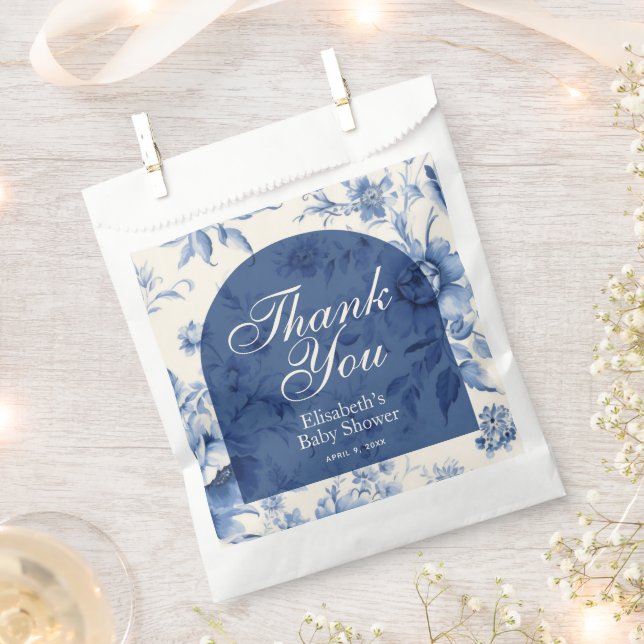 Something Blue Floral French Toile Chinoiserie Favour Bags (Clipped)