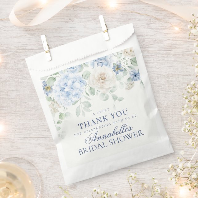 Something Blue Floral Hydrangea Bridal Dessert Favour Bags (Clipped)