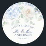 Something Blue Floral Hydrangea Wedding Circle Classic Round Sticker<br><div class="desc">Introducing our Blue Floral Party Decor Collection, where soft blue hydrangeas and neutral florals blend seamlessly to bring a touch of elegance to your event. Each piece in this collection is adorned with delicate blooms, creating a serene and inviting atmosphere for any occasion. Elevate your celebration with the timeless beauty...</div>