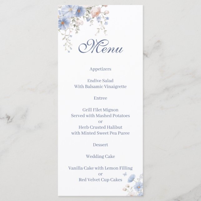 Something blue floral  Menu (Front)
