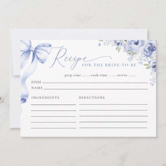 Something Blue Floral Recipe Enclosure Card (Front)