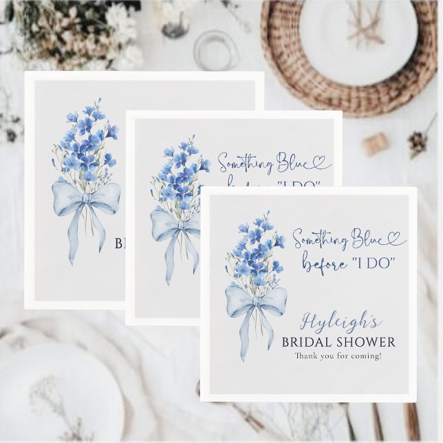 Something Blue Floral Ribbon Bridal Shower        Napkin (Creator Uploaded)