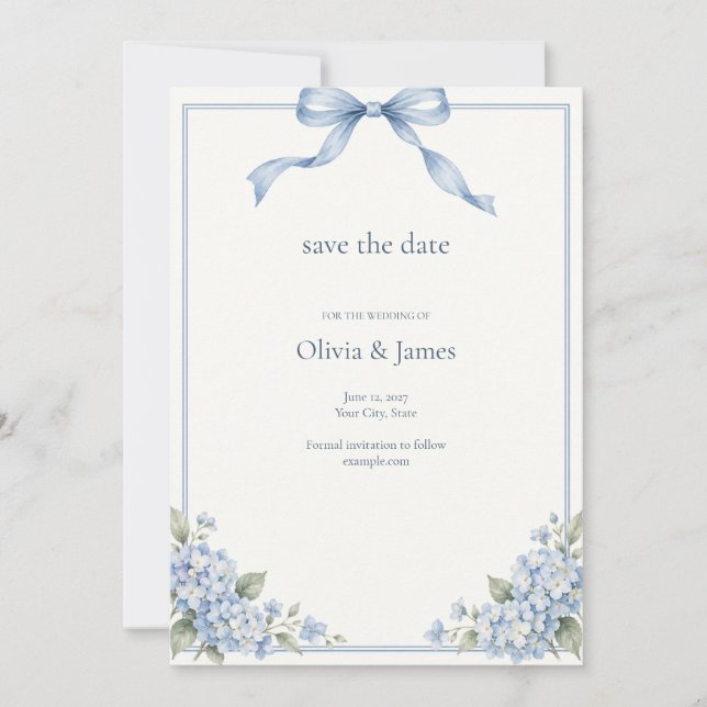 Something Blue Floral Save the Date (Front)