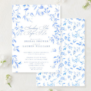 Something Blue Floral Script Bridal Shower Invitation