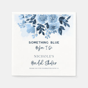 Something Blue Floral Script Bridal Shower Paper Napkin