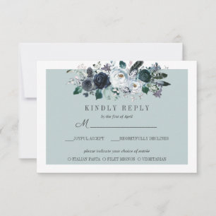 Something Blue Floral Wedding RSVP MEAL option Card