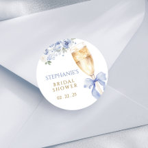 Something Blue Florals Bow Champagne Glass