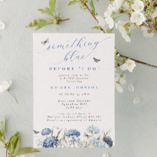 Something Blue Flowers & Butterflies Bridal Shower Invitation