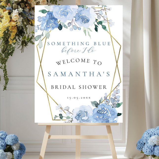 Something Blue Gold Bridal Shower Welcome Sign (Creator Uploaded)