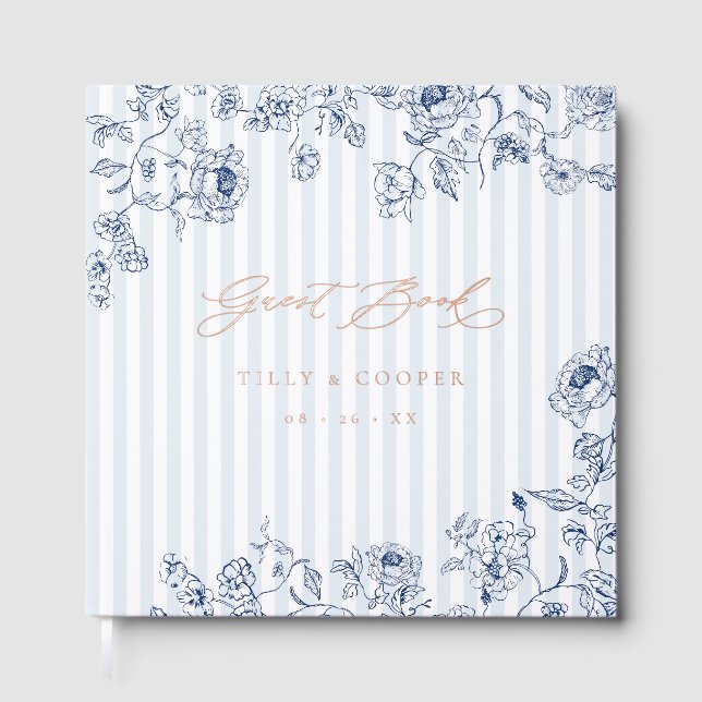 Something Blue Guest Book Gold Foil Wedding Decor (Front)