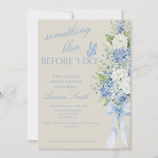 Something Blue Hydrangea Bridal Shower Invitation (Front)