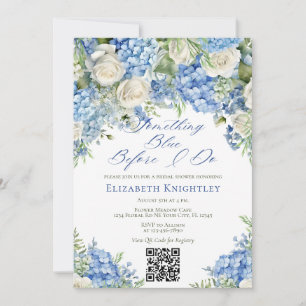 Something Blue Hydrangea Bridal Shower QR Code Invitation