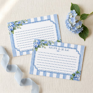 Something Blue Hydrangea Bridal Shower Recipe Card