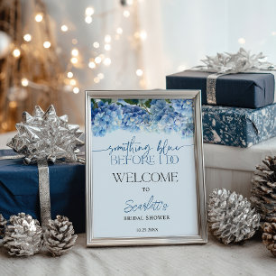 Something Blue Hydrangea Bridal Shower Welcome Poster
