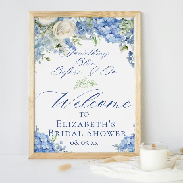 Something Blue Hydrangea Bridal Shower Welcome Poster (Creator Uploaded)