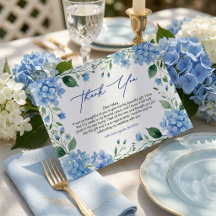 Something Blue Hydrangea Thank You Bridal Shower